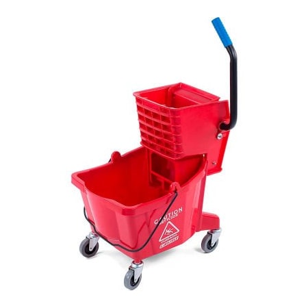 Carlisle Foodservice Carlisle Commercial Mop Bucket with Side-Press Wringer 26 Quart, Red - 3690805